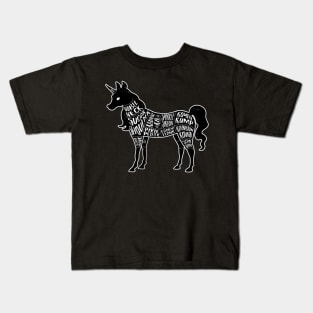 Unicorn - Fantasy Butcher Cuts of Meat - Black Kids T-Shirt